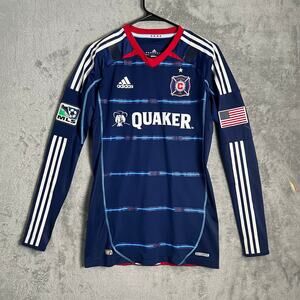 Rare Adidas Formotion Chicago Fire Long Sleeves Soccer Game Jersey Size 6 Blue